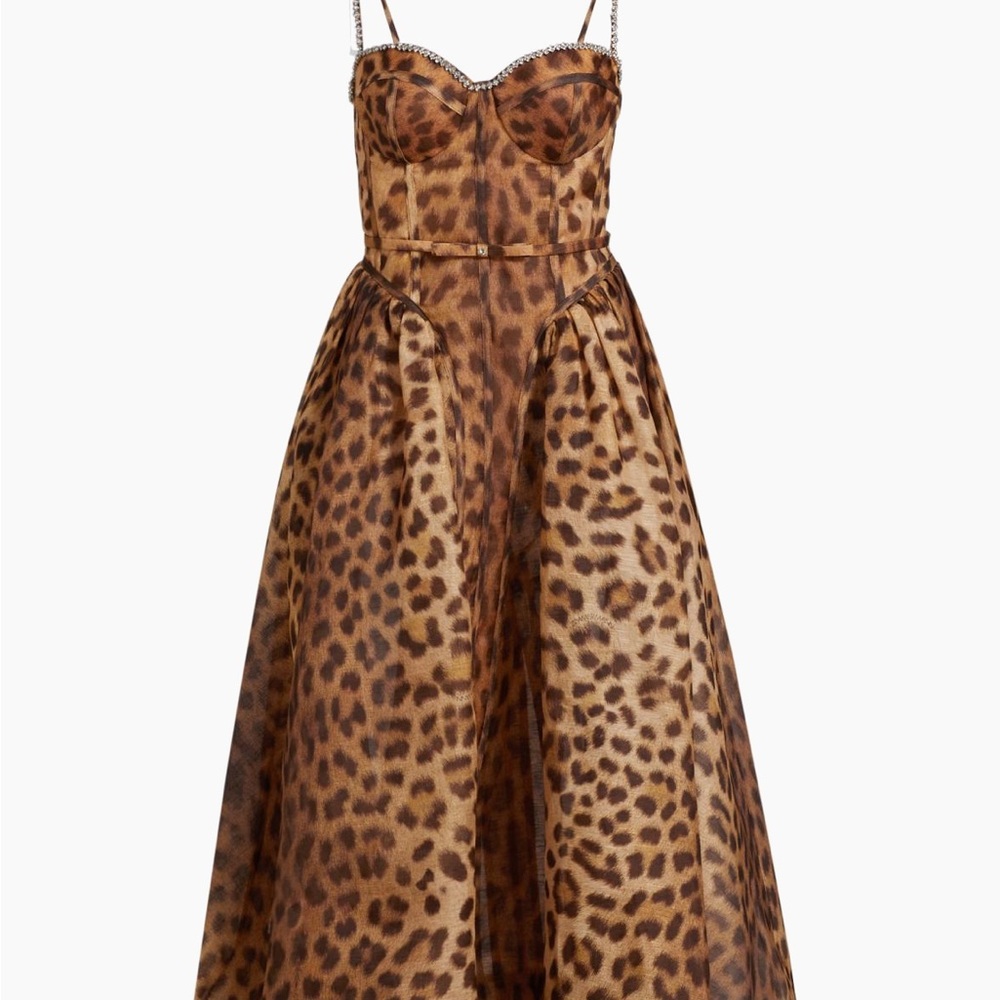 Zimmermann Brown Leopard Print Midi Dress